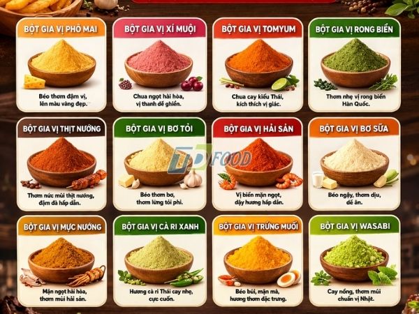 Danh sách đa dạng bột gia vị lắc cho snack với hơn 20 hương vị